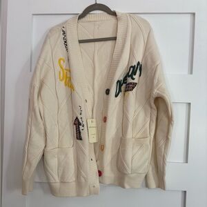 Ebossy Cream Cardigan with Colorful Embroidery Size XL